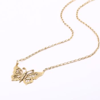 Brass Butterfly Pendant | Gold Plated Necklace