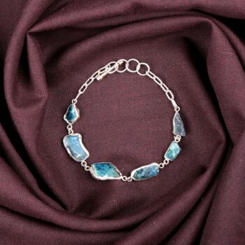 Afghanite Stone Chain Bracelet | Silver Birthstone Bracelet 