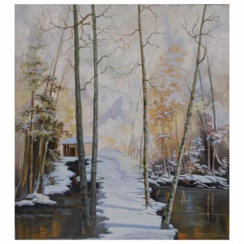 Winter Landscape Painting |  Winter Forest Oil Artwork 