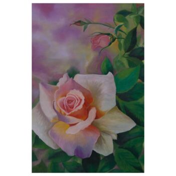 Simple Flower Artwork | Rose Flower Oil Painting