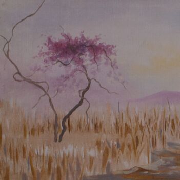 Sunrise Oil Painting | Landscape Artwork of Trees