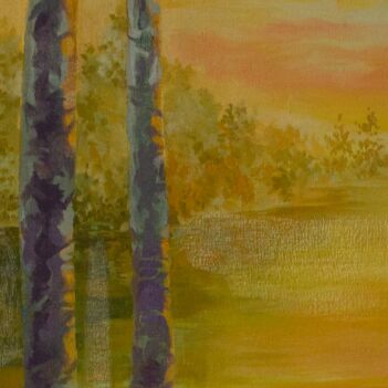 Oil Color Forest Painting | Elegant Sunset Artwork