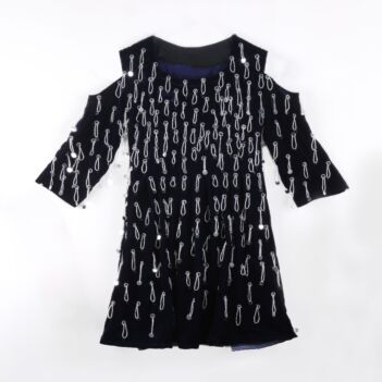 Open Sleeve Kid's Wear| Black Beaded Dress