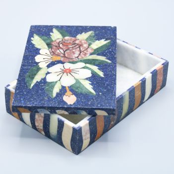 Fine Lapis Lazuli Jewelry Box | Jewelry Box With Floral Paint 