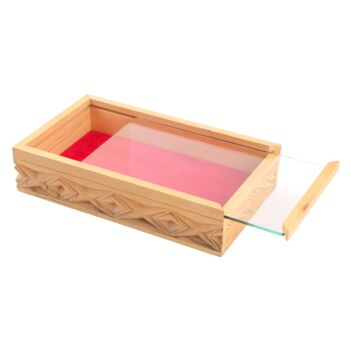Wooden Floral Carved Jewel Box | Rectangle Box with Glass Lid