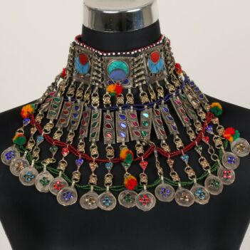 Tribal Afghani Bridal Jewelry Set | Traditional Beaded Necklace, Earrings, Headpiece 