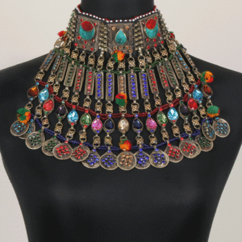 Traditional Afghani Bridal Jewelry Set | Tribal Choker Necklace, Headpiece, Earrings 