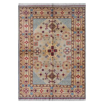 Brown Ahal Gul Afghan Carpet | Handwoven Area Carpet 6' 9" X 4' 10"