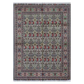 Sage Green Ala Makhmal Afghan Carpet | Handwoven Area Carpet 6' 4" X 4' 9"