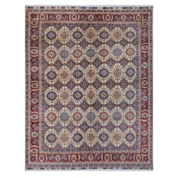 Brown Abrishom Design Afghan Carpet | Handwoven Area Carpet 12' 8" X 9' 10"