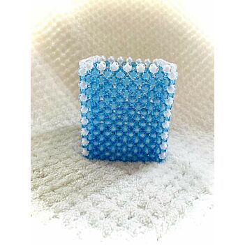 Blue Bead Embroidered Pen Holder 