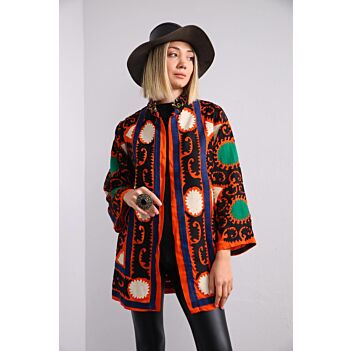 Orange Ethnic Embroidered Suzani Jacket