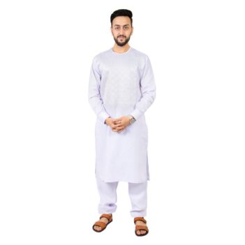 Afghan White Embroidered Yakhan Dress | Men's Traditional Wear for Wedding