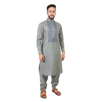 Afghan Men's Clothes Traditional Grey Dress | Salwar Kameez