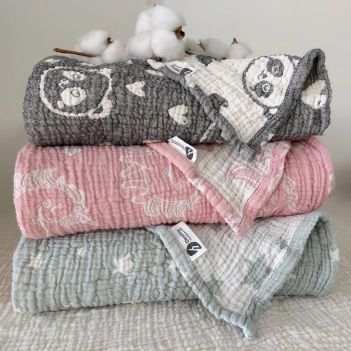 Baby Blanket | Dual Color 4 Layer Muslin Gray color