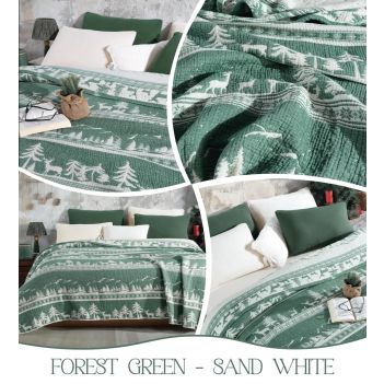 Green  Quilted Blanket, 6 Layered Custom Size Muslin Quilt