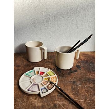 Ceramic Water Container for Painters, Ceramic Water Pot, Paintbrush Holder,