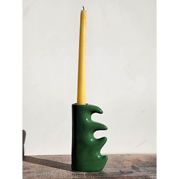 Green Ceramic Candlestick, Christmas Gift, Ceramic Candle Holder, Gift for Christmas