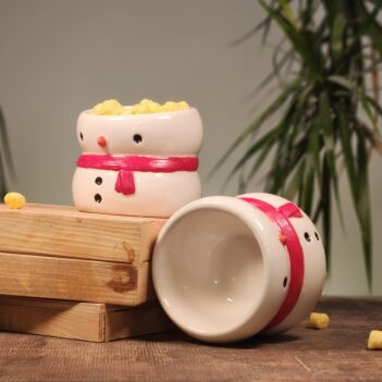 Ceramic Snowman Snack Bowl, Snack Bowl for Christmas, Chips and Nut Bowl