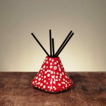 Red with White Freckle Ceramic Reed Diffuser,  Handmade Aromatherapy Diffuser, Reed Holder, Christmas Gift, Home-Decor Ideas for Christmas