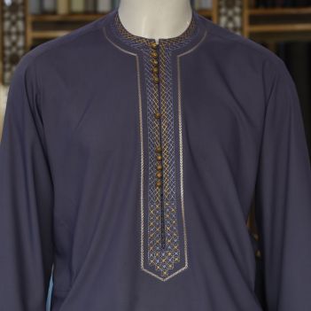 Pehran o Tunban, Mens Abaya Thobe Shirts Kaftan Longline Navy color