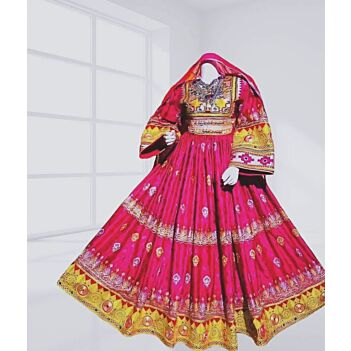 Beautiful Pink Gande Afghani Dress | Afghan Handmade Wedding Clothes