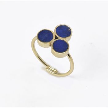 Blue Turquoise Flat Stone Ring | Three Stone Bypass Ring 