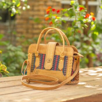 Brown Leather Shoulder Bag | Handmade Tote Quilted Bag 