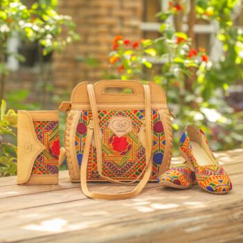 Matching Embroidered Bag, Handbag & Shoe Set | Tote Bag, Clutch Purse & Ballet Shoe Pair 