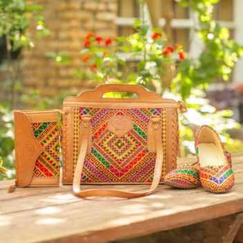Matching Embroidered Bag, Handbag & Shoe Set | Tote Bag, Clutch Purse & Ballet Shoes