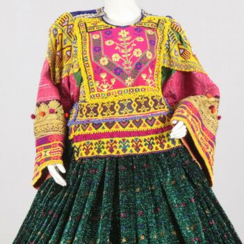 Green Kuchi Embroidered Sunray Pleated Long Frock | Zari Velvet Party Wear Dress