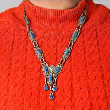 Lapis Lazuli Charm Necklace | Handmade Turkmen Necklace 