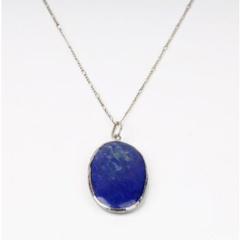Lapis Lazuli Oval Cut Pendant | Handmade Gemstone Locket 