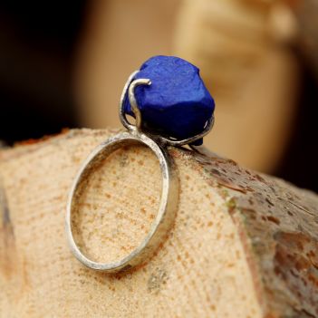 Lapis Lazuli Solitaire Ring | 925 Silver Classic Ring 